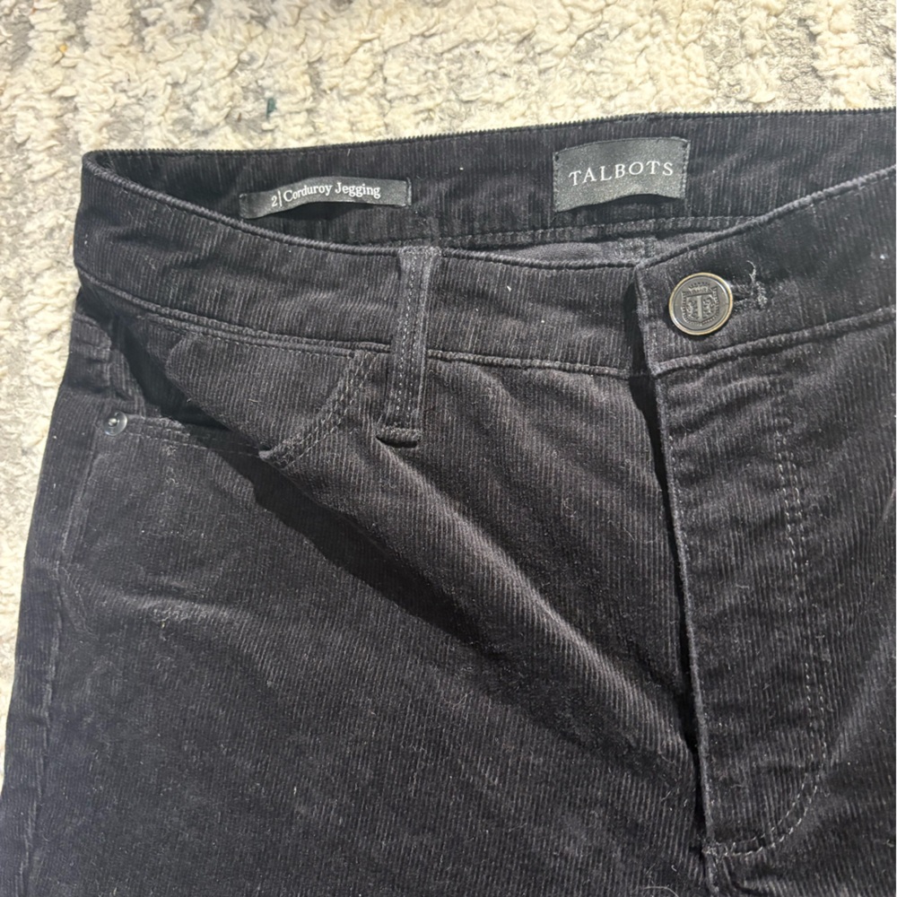 Talbots black corduroy jegging skinny pants straight leg size 2 - Picture 4 of 5